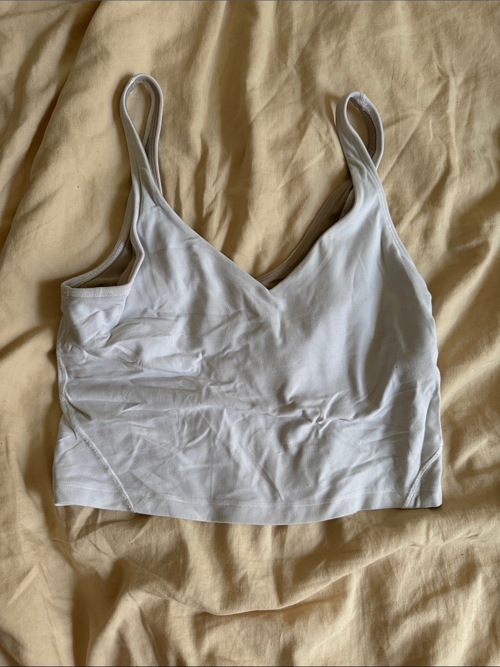 lululemon athletica White Cropped V-Neck Tank Top